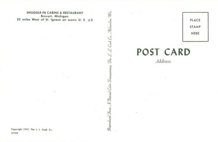 Snuggle-Inn Cabins and Restaurant - Old Postcard (newer photo)